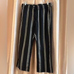 Ann Taylor Factory Black and White‎ Striped Wide Leg Pants Large Petite